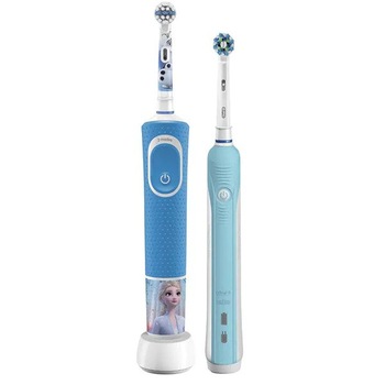 Set 2 Periute de dinti electrice ORAL-B Family Edition, 40.000 pulsatii/min, 1 program, 2 capete, albastru PLUS Periuta de dinti electrica pentru copii ORAL-B Frozen Set 2 Periute de dinti electrice ORAL-B Family Edition, 40.000 pulsatii/min, 1 program, 2 capete, albastru PLUS Periuta de dinti electrica pentru copii ORAL-B Frozen