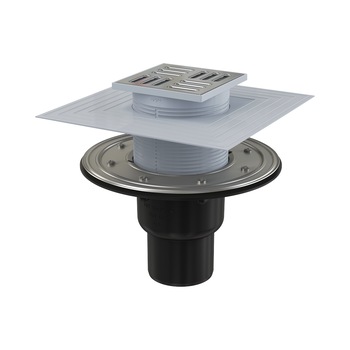 Sifon pardoseala 105×105/50/75 mm iesire verticala, cu gratar din otel inoxidabil, AlcaPlast APV4344 Sifon pardoseala 105×105/50/75 mm iesire verticala, cu gratar din otel inoxidabil, AlcaPlast APV4344