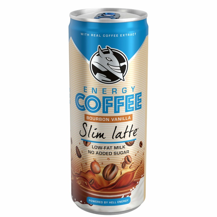 Hell Ice Coffee Slim Latte UHT Bourbon vanília ízű zsírszegény kávés tejital édesítőszerekkel 250 ml