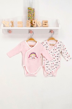 U.S. Polo Assn., Set de body-uri - 2 piese, Crem/Roz U.S. Polo Assn., Set de body-uri - 2 piese, Crem/Roz