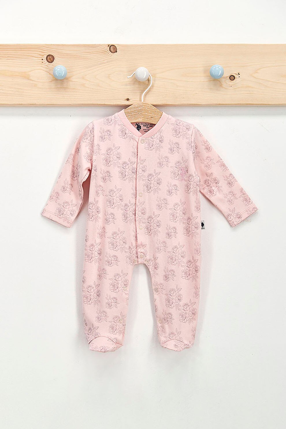 U.S. Polo Assn., Salopeta cu botosei si imprimeu floral, Roz