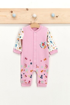 U.S. Polo Assn., Salopeta de bumbac cu imprimeu, Roz U.S. Polo Assn., Salopeta de bumbac cu imprimeu, Roz