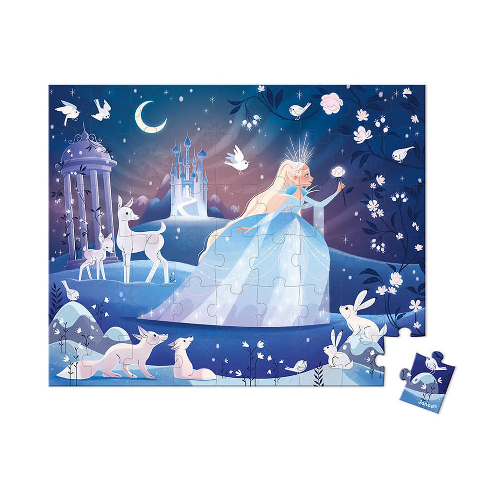 Puzzle printesa de gheata, Janod, cu cutie gentuta, 54 piese