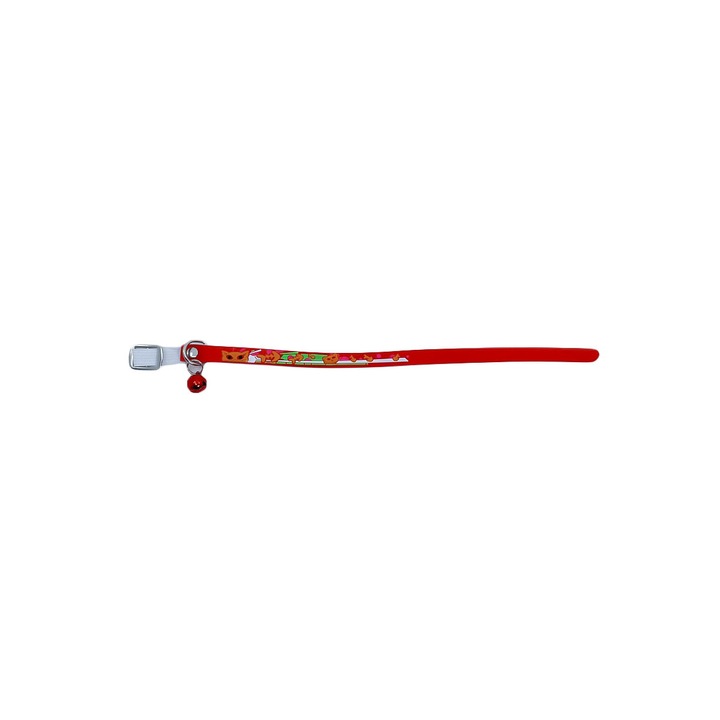 GummyBell nyakörv kis macskáknak, modern design, csengő, puha szilikon, 26 cm, piros, pöttyös
