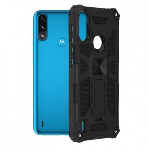 Husa Blazor compatibil cu Motorola Moto E7 Power, Magnet Auto, Suport telefon, Grip,HTP , Black