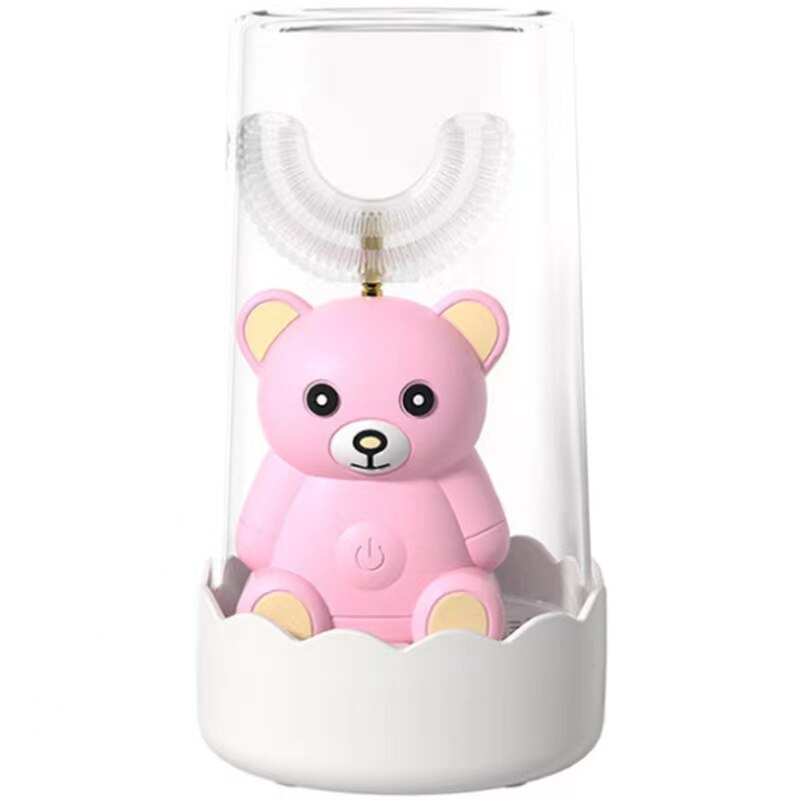 Periuta de dinti electrica pentru copii OEM, 360 grade, Forma urs, Roz