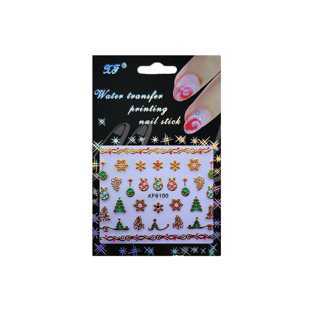 Tatuaj sticker cu efect acrilic, MoonbasaNails, XF6100, Multicolor