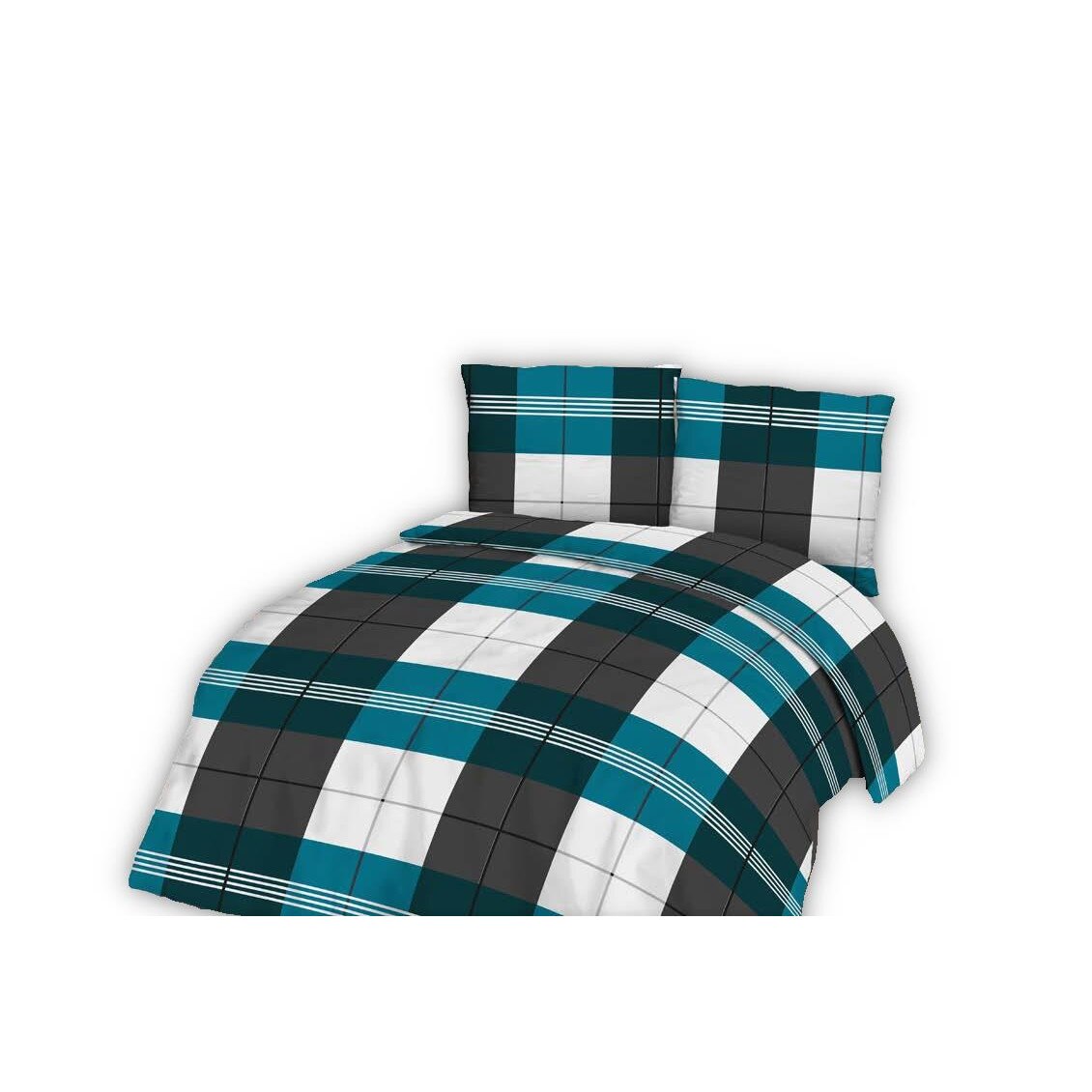 Set Lenjerie de pat Flanel, Darymex, 160x200, 100% Bumbac, Turcoaz