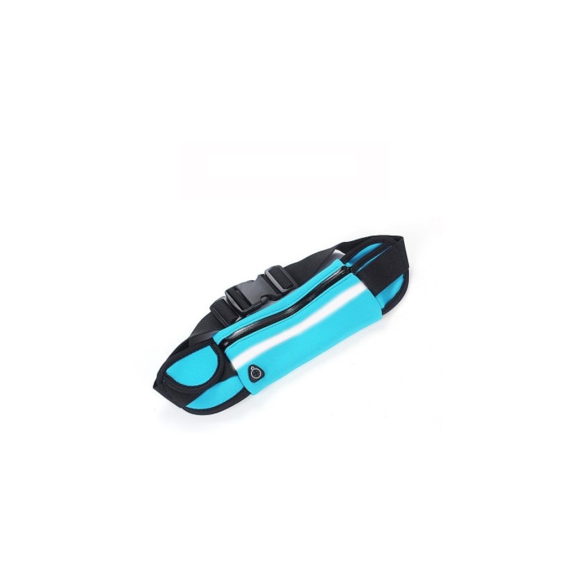 Borseta pentru alergat, centura elastica si reglabila, buzanar telefon, material impermeabil, Bleu