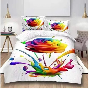 Set Lenjerie de pat digital print 3D,4 piese,2 persoane,paint Set Lenjerie de pat digital print 3D,4 piese,2 persoane,paint