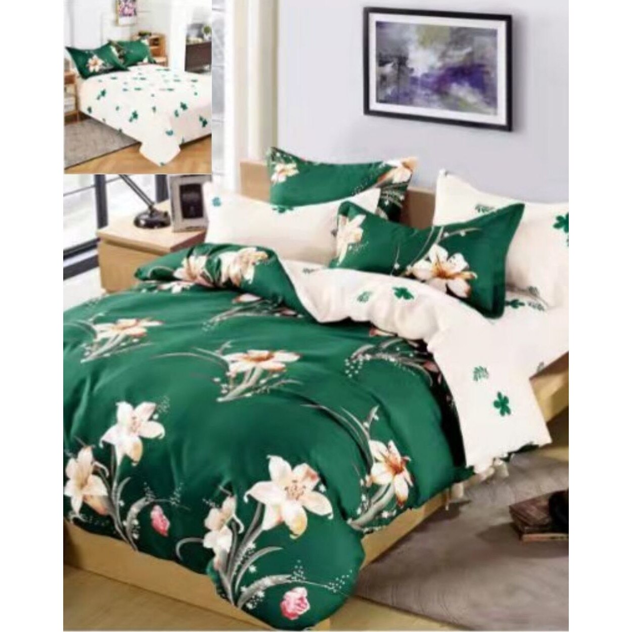 Set Lenjerie Finet Satinat, 6 Piese, Pat 2 Persoane, Elegant Pucioasa, Camelia, FNM-241