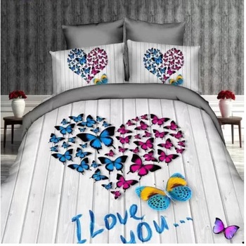 Set Lenjerie de pat digital print 3D,4 piese,2 persoane,I love you Set Lenjerie de pat digital print 3D,4 piese,2 persoane,I love you