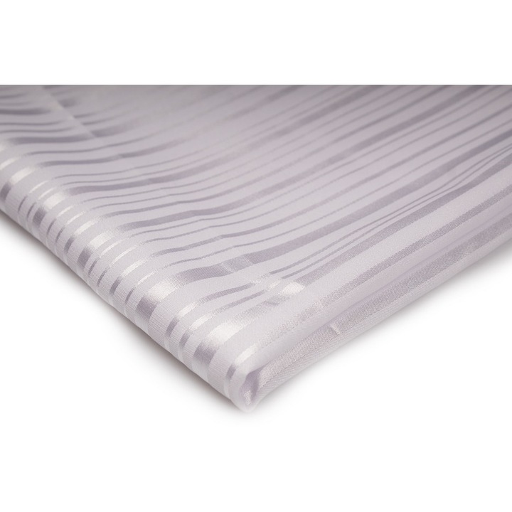 Satin subtire cu elastan model cu dungi, tip satin, alb, 50 cm x 150 cm