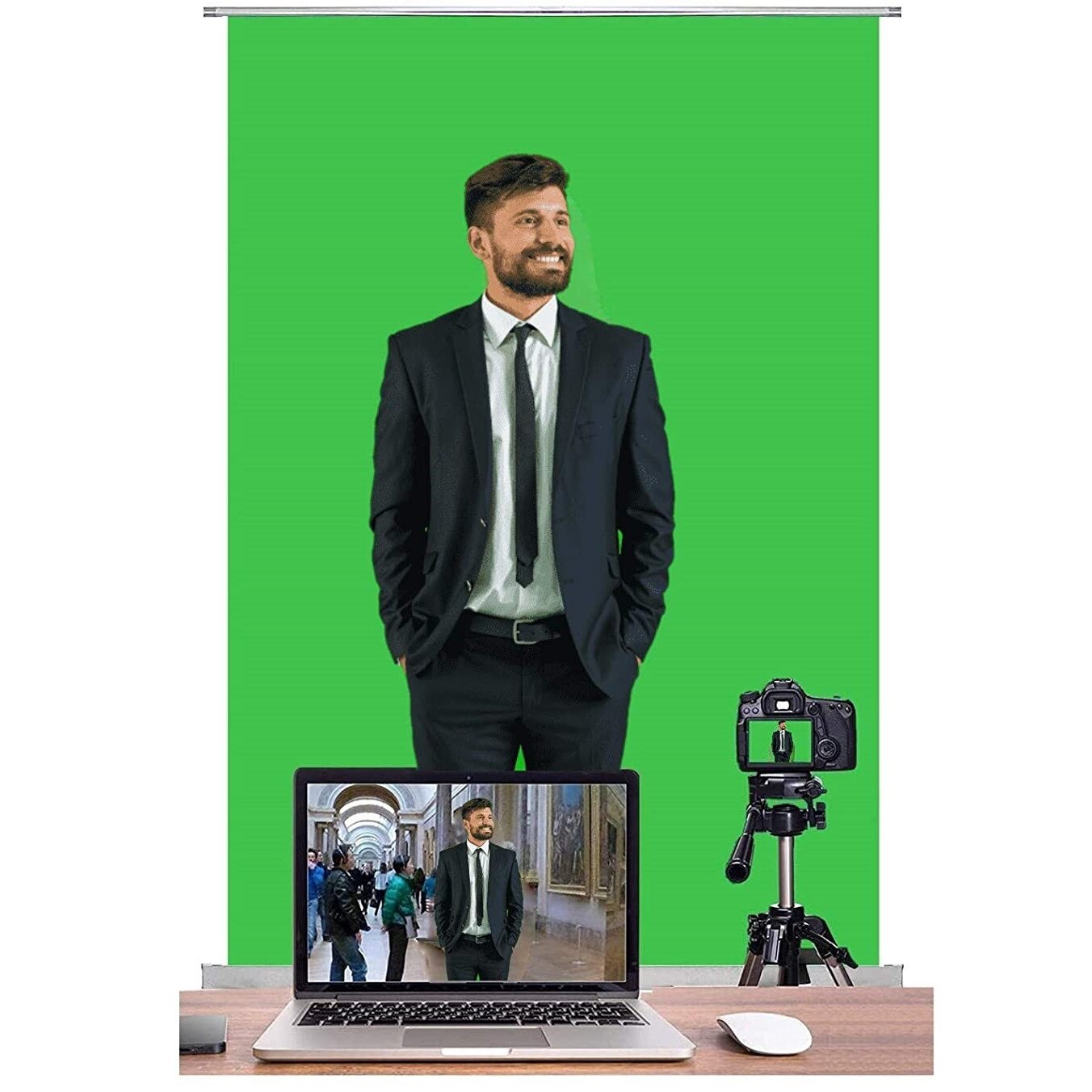 Perete fundal studio verde Green Screen, Thelix, tip roll up, panou de ...