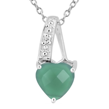 Pandantiv argint elegant cu inima de agata verde, PVA0015, BeSpecial Pandantiv argint elegant cu inima de agata verde, PVA0015, BeSpecial