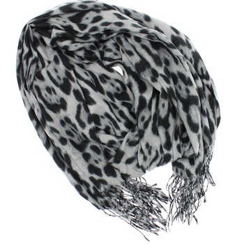 Esarfa de dama, 100% casmir, Gri, cu animal print, 190 x 70 cm - ES783 Esarfa de dama, 100% casmir, Gri, cu animal print, 190 x 70 cm - ES783