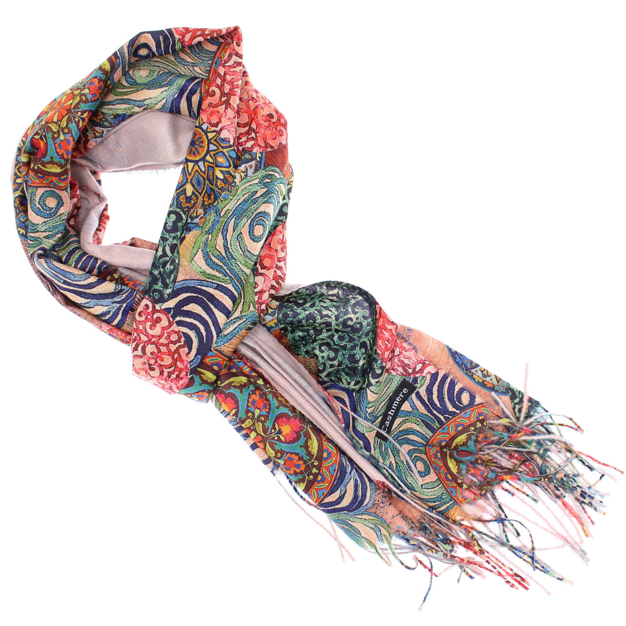 Esarfa de dama, 100% casmir, Roz, cu doua fete, 190 x 70 cm - ES761