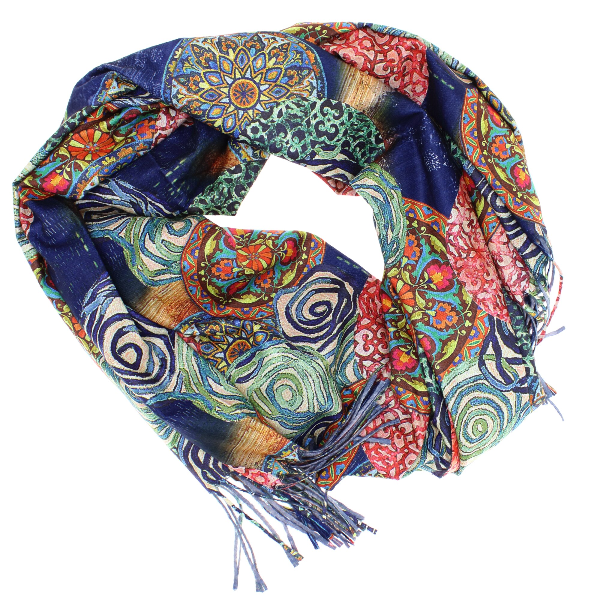 Esarfa de dama, 100% casmir, Bleumarin, cu doua fete, 190 x 70 cm - ES759