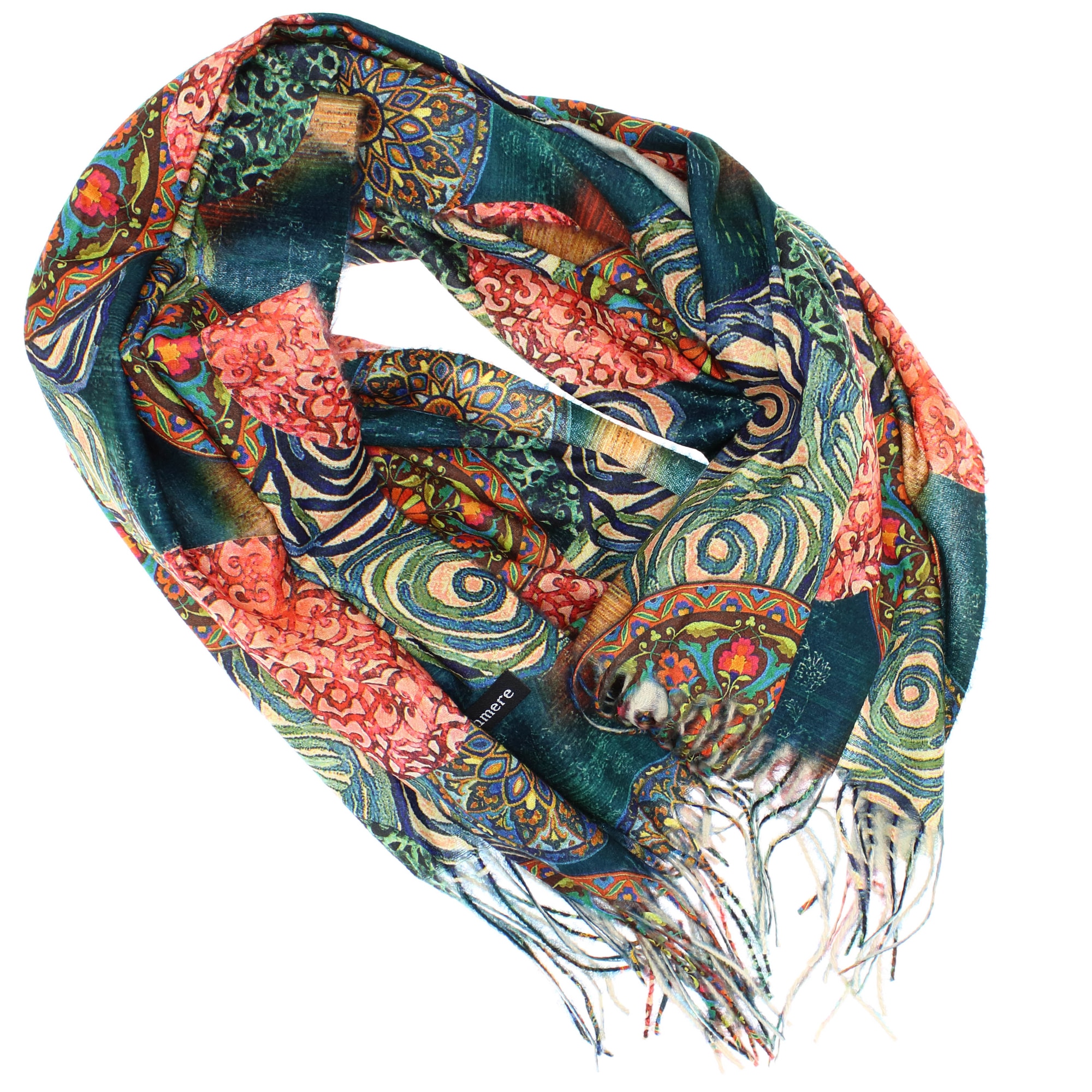 Esarfa de dama, 100% casmir, Verde, cu doua fete, 190 x 70 cm - ES763