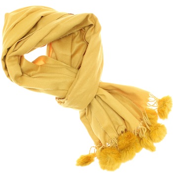 Esarfa de dama, 100% casmir, Galben mustar cu ciucuri, 190 x 70 cm - ES776 Esarfa de dama, 100% casmir, Galben mustar cu ciucuri, 190 x 70 cm - ES776