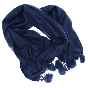 Esarfa de dama, 100% casmir, Bleumarin cu ciucuri, 190 x 70 cm - ES777 Esarfa de dama, 100% casmir, Bleumarin cu ciucuri, 190 x 70 cm - ES777