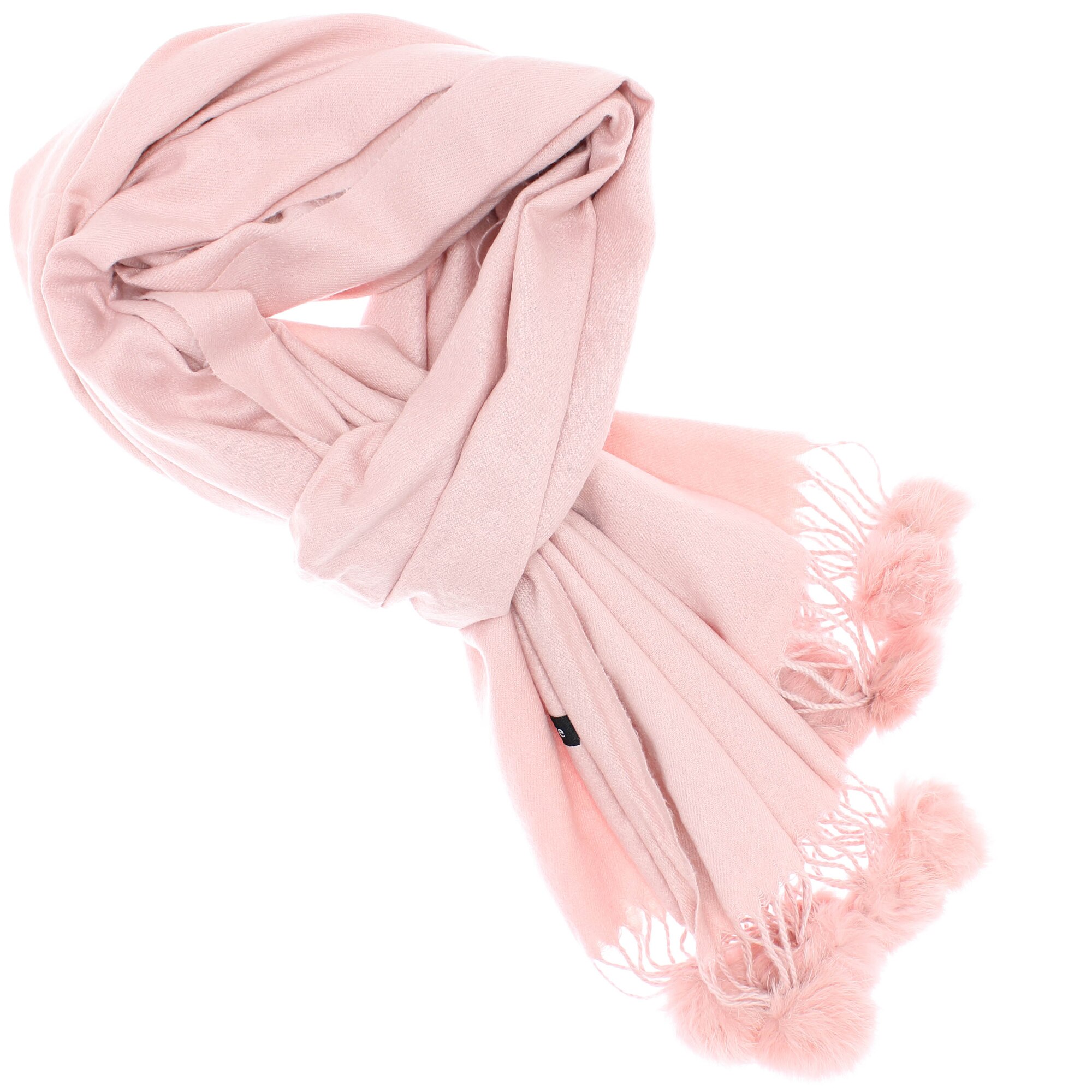 Esarfa de dama, 100% casmir, Roz cu ciucuri, 190 x 70 cm - ES779