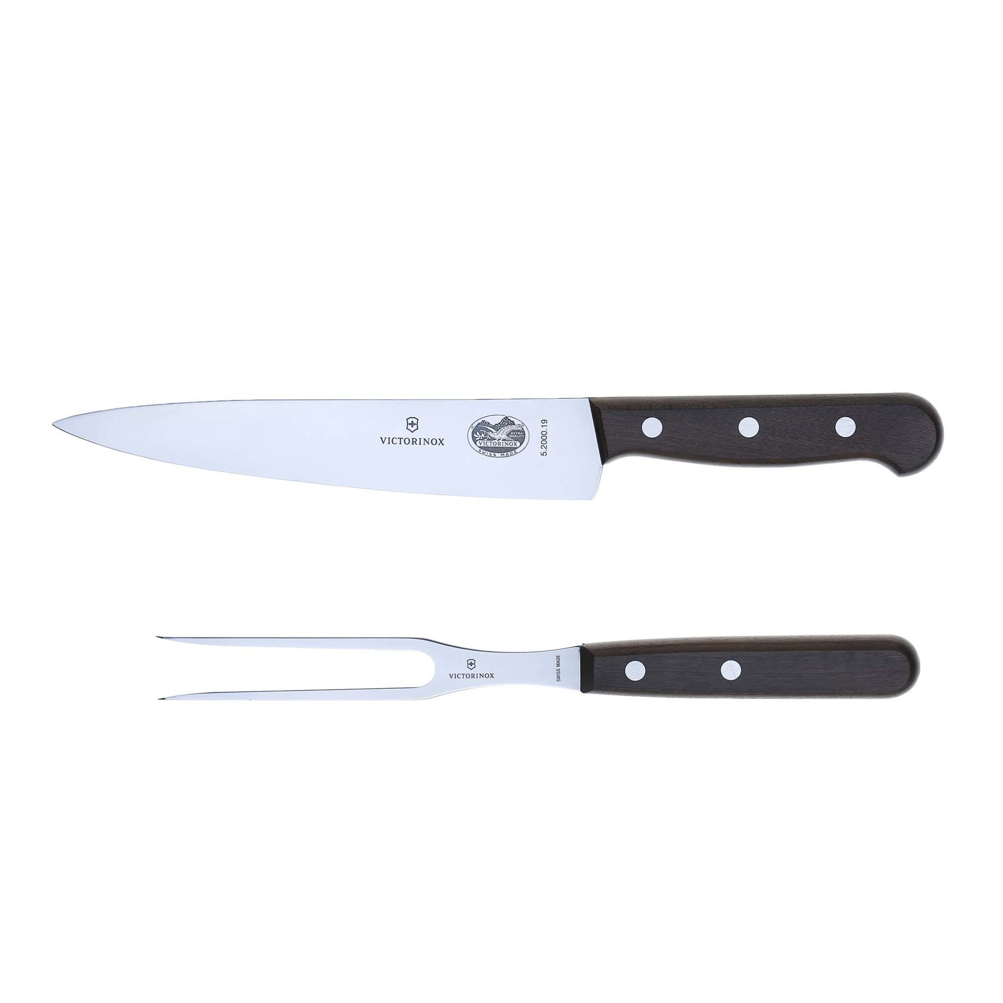 Set cutit si furculita Victorinox 5.1020.2G , cu maner din lemn de trandafir