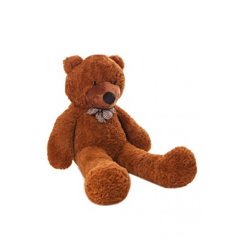 Ursulet din plus cu fundita in carouri, maro inchis, 80cm Ursulet din plus cu fundita in carouri, maro inchis, 80cm