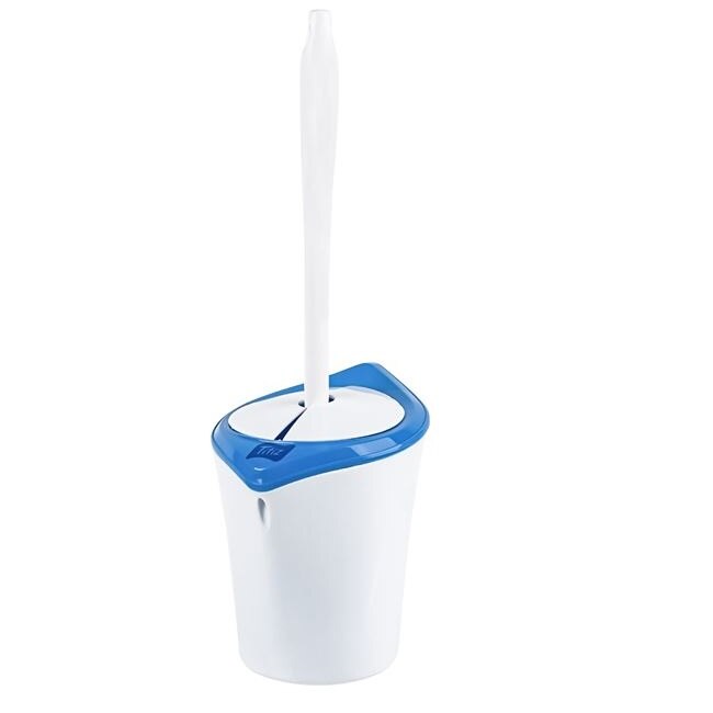Perie de Wc Fmp, Deschidere automata, Plastic, Alb/Albastru, 41x17 cm