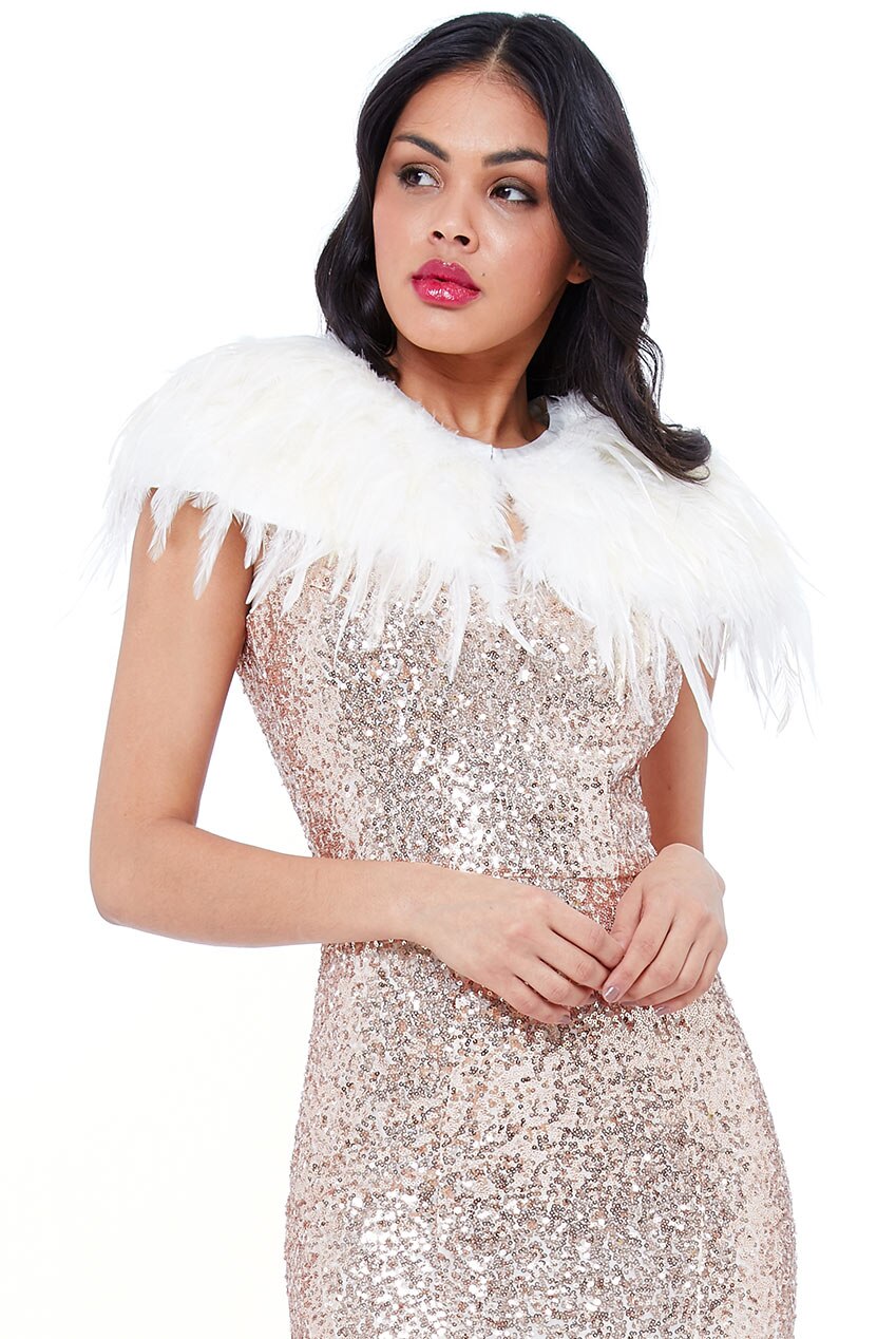 Esarfa dama, City Goddess,pene, culoare crem