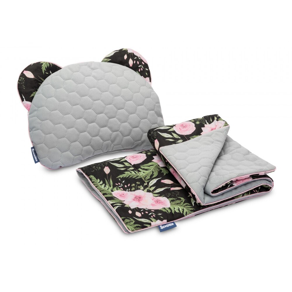 Set perna si pilota pentru landou 2 fete Sensillo Velvet Flori negre