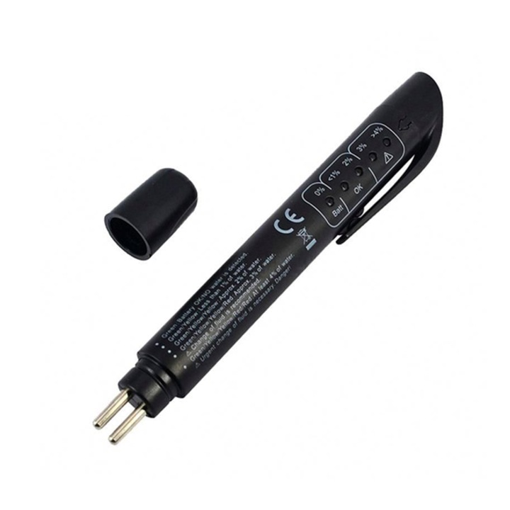 Professzionális autós fékfolyadék teszter, ceruza típus, 5 LED, 15x2 cm, fekete