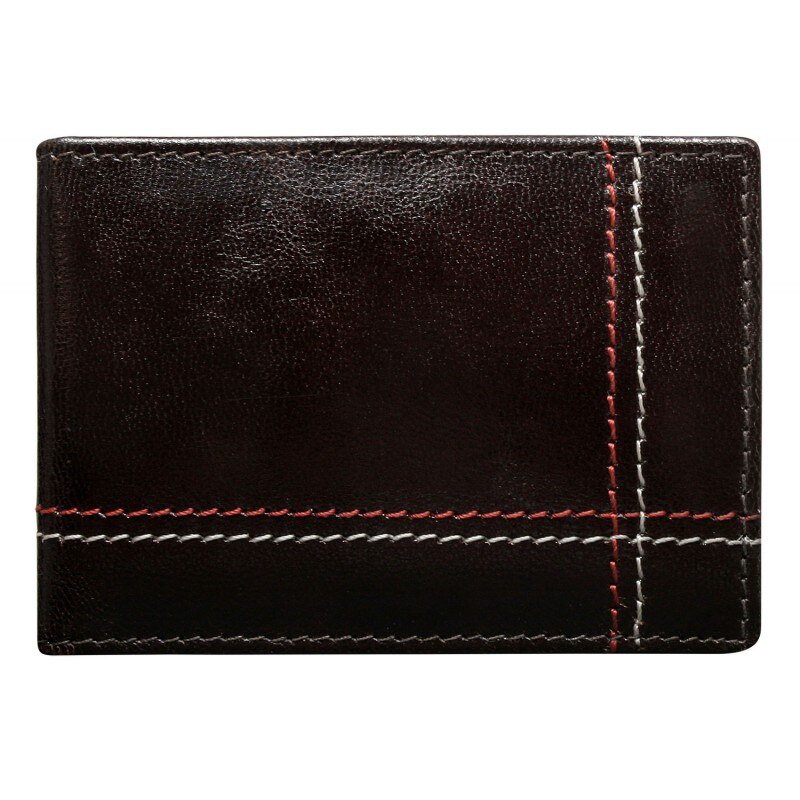 Portofel Wild, PORMG046, Maron, Piele naturala, 11,5 x 9,5 x 2 cm
