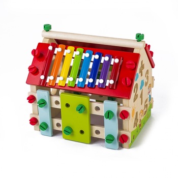 Centru educativ cu activitati Montessori 4 in 1 Casuta, lemn Centru educativ cu activitati Montessori 4 in 1 Casuta, lemn