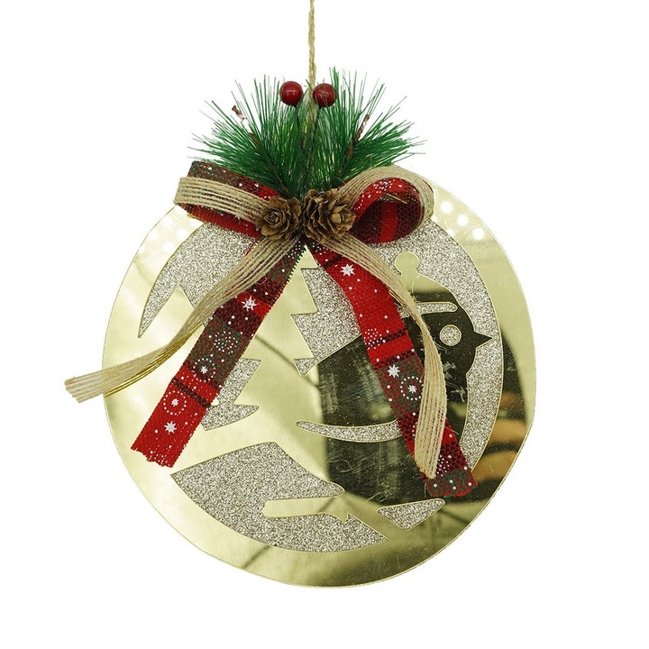 Играчка за елха Flippy птица, златист, лъскав, 17 х 17 см, акрил, интериор/екстериор