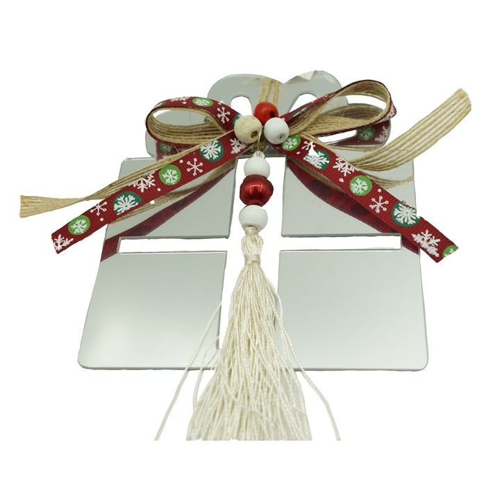 Играчка за елха Flippy подарък, сребрист, лъскав, 14 х 26 см, акрил, интериор/екстериор