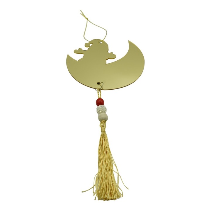 Играчка за елха Flippy луна, златист, лъскав, 10 х 25 см, акрил, интериор/ екстериор