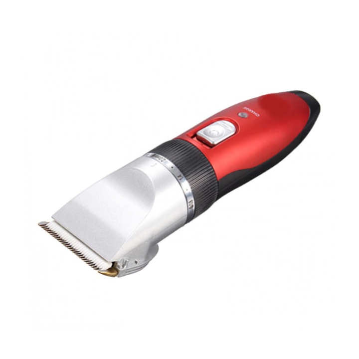 Masina Profesionala de Tuns, Tiessa®, Lama Titan, 4 Capete Interschimbabile, Rosu/Negru