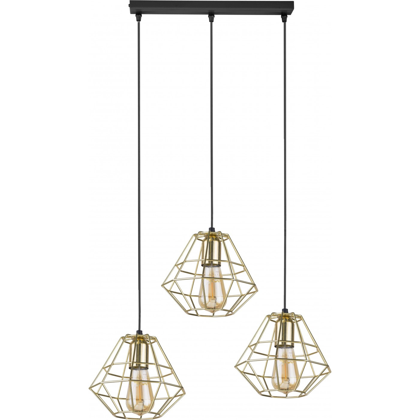 Lustra Diamond Gold Lamp Wiszaca 3 крушки Listwa, златен цвят, E27-60w
