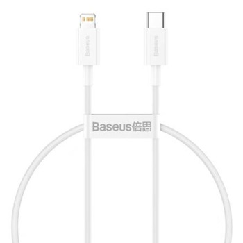 Cablu de date, Baseus Superior Series, CATLYS-02, USB-C la Lightning, Quick Charge, PD, 20W, Lungime 25 cm, 480 Mb/s, Alb, TPE Cablu de date, Baseus Superior Series, CATLYS-02, USB-C la Lightning, Quick Charge, PD, 20W, Lungime 25 cm, 480 Mb/s, Alb, TPE