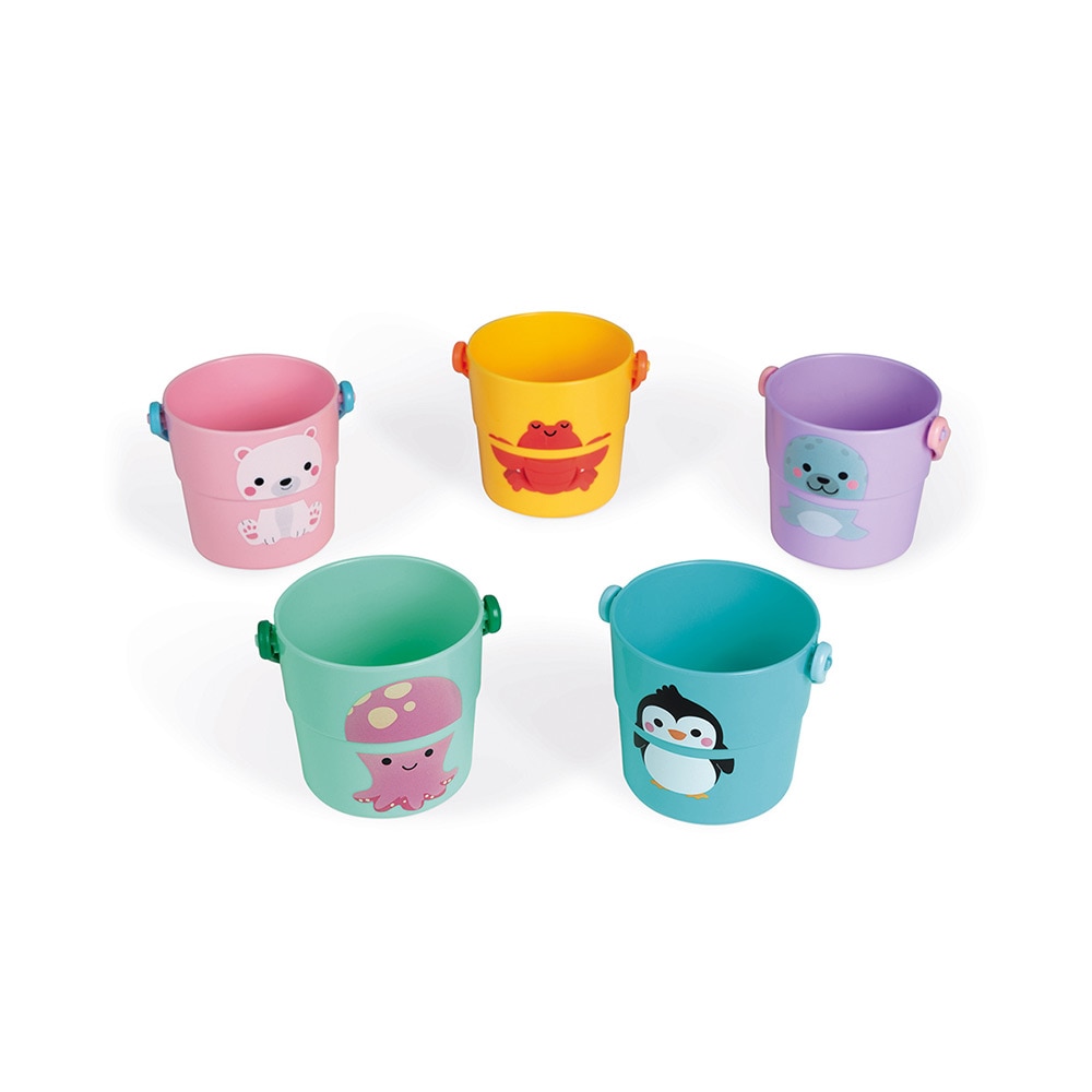 Jucarie pentru baie, Janod, 5 galetuse cu numere , 4 luni+