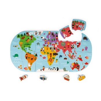 Jucarie pentru baie, Janod, harta lumii, 3 ani+ Jucarie pentru baie, Janod, harta lumii, 3 ani+