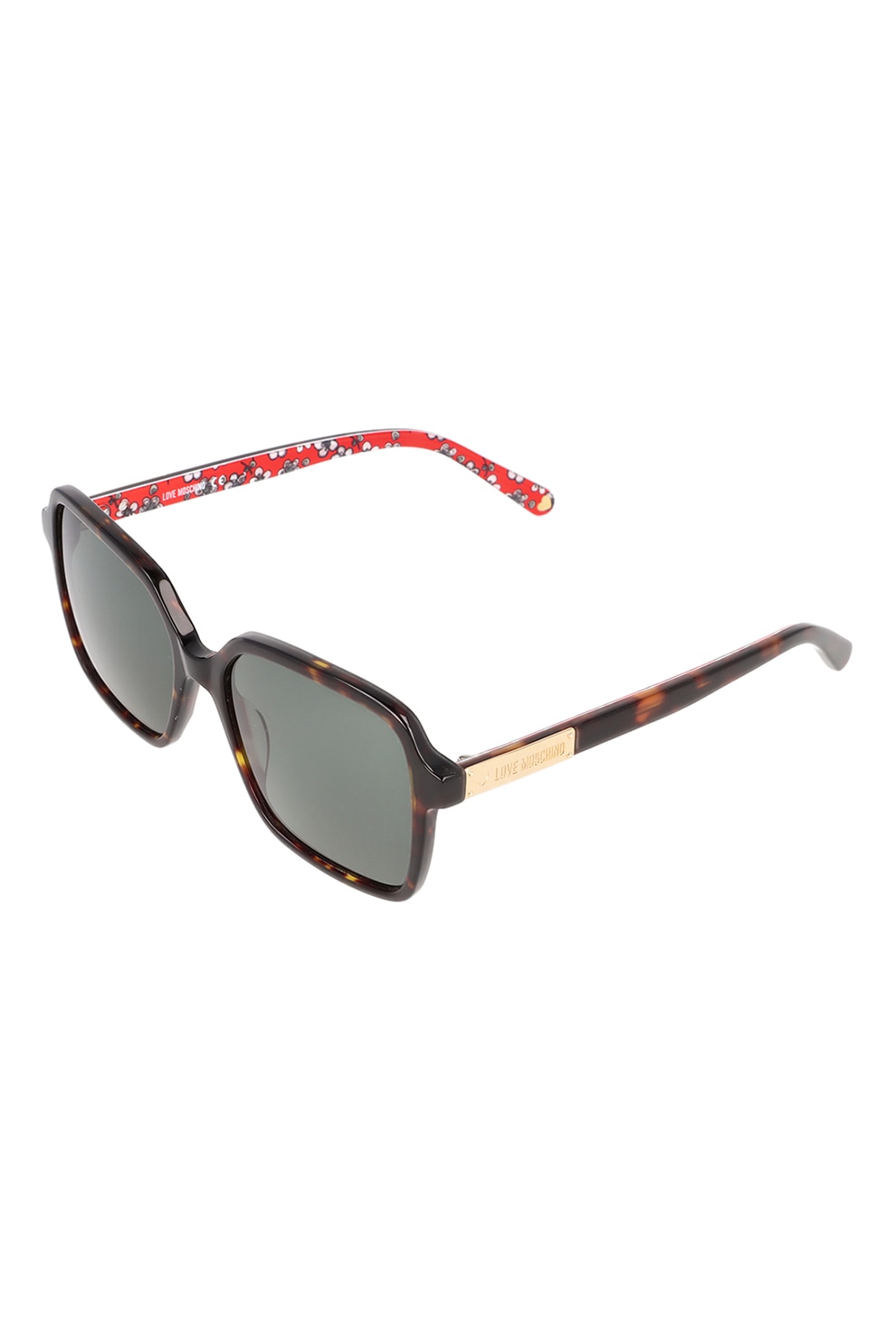 Love Moschino, Ochelari de soare patrati cu detalii cu model tortoise, Maro, 55-17-140 Standard