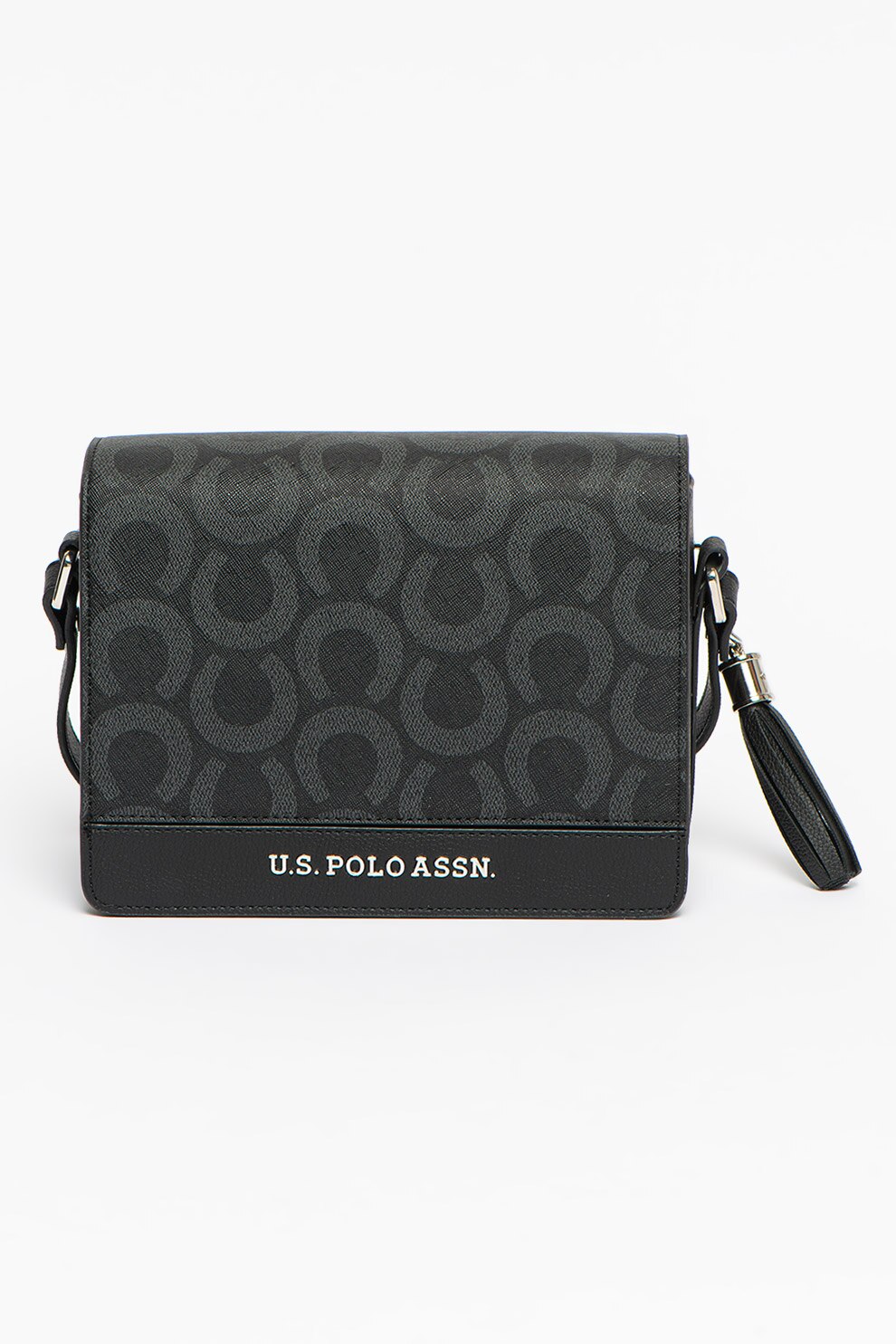U.S. Polo Assn., Geanta crossbody cu canaf, Negru