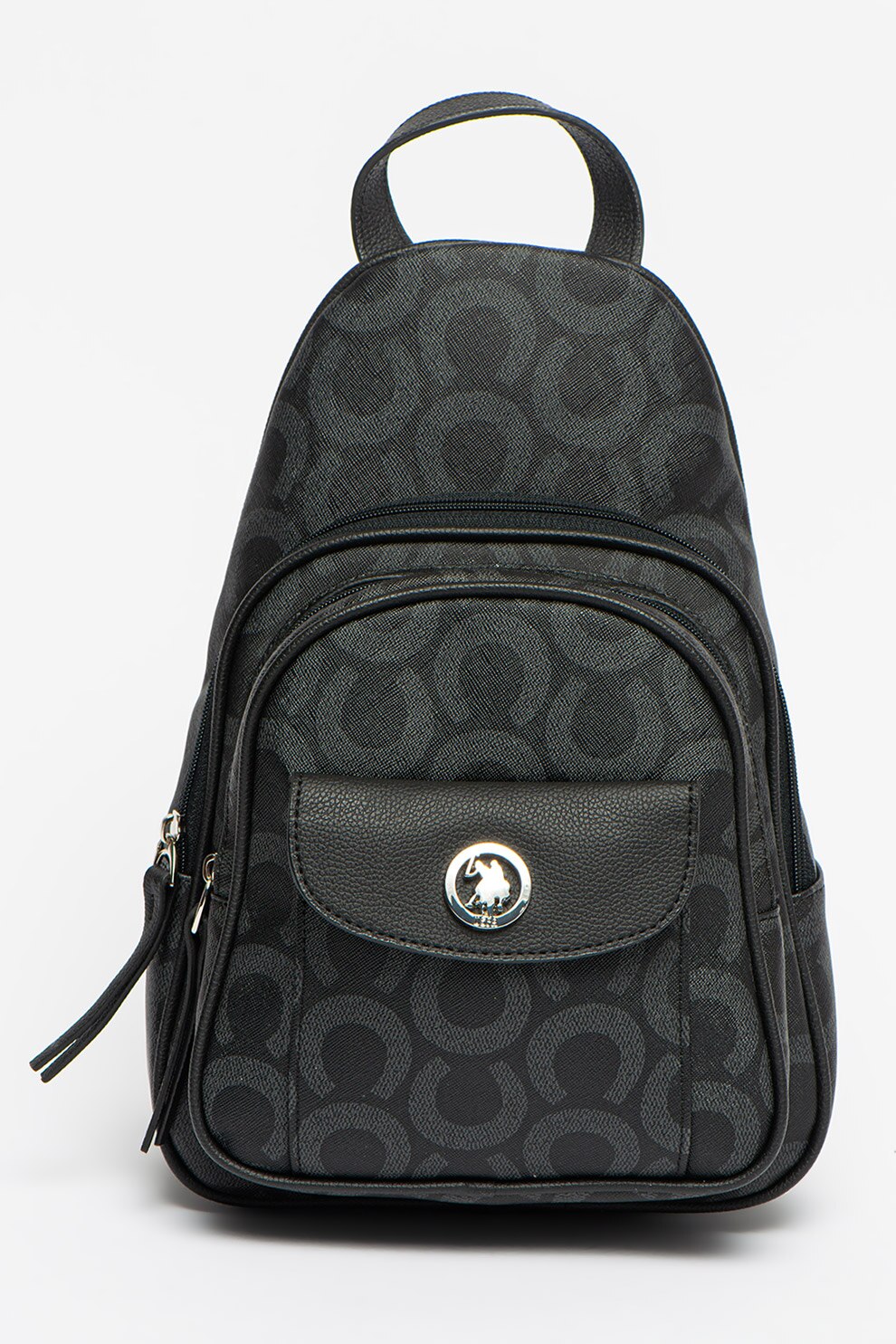 U.S. Polo Assn., Rucsac cu model si bareta convertibila, Negru
