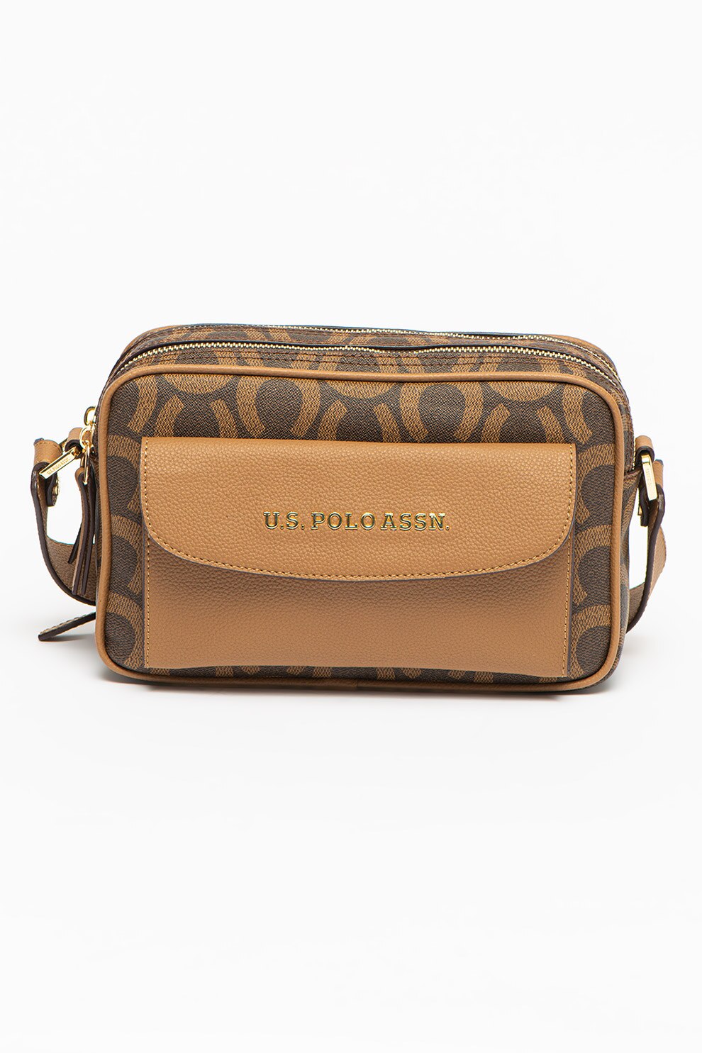 U.S. Polo Assn., Geanta crossbody cu bareta ajustabila, Maro