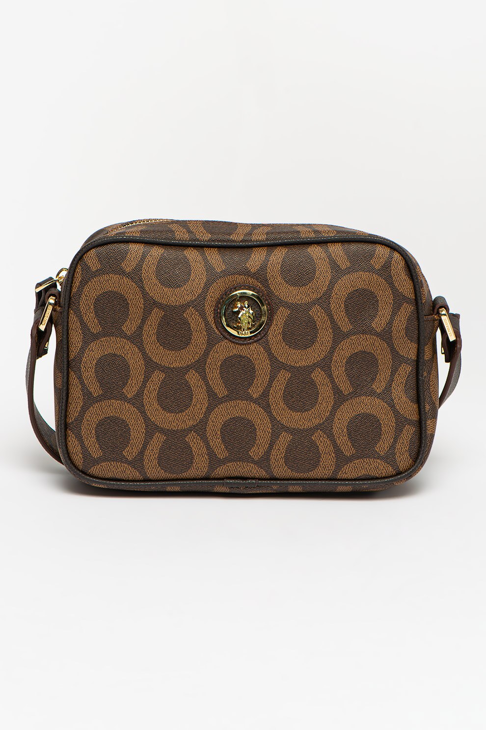 U.S. Polo Assn., Geanta crossbody cu bareta ajustabila, Maro