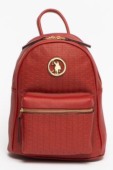 U.S. Polo Assn., Rucsac de piele ecologica cu buzunar exterior cu fermoar, Rosu inchis U.S. Polo Assn., Rucsac de piele ecologica cu buzunar exterior cu fermoar, Rosu inchis