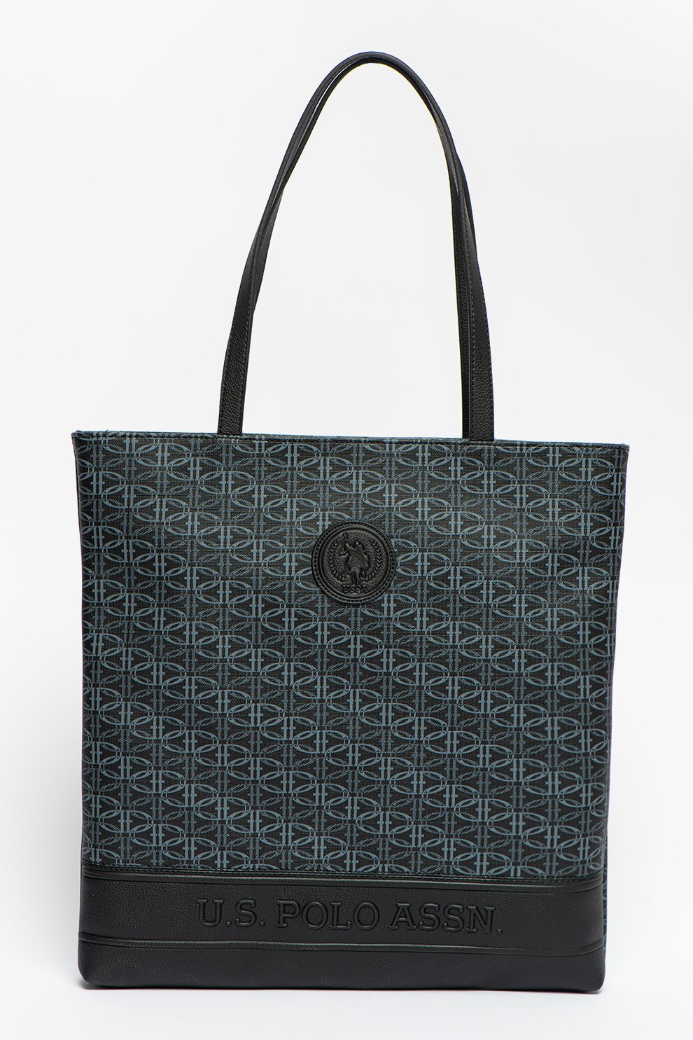 U.S. Polo Assn., Geanta tote de piele ecologica cu imprimeu logo, Negru