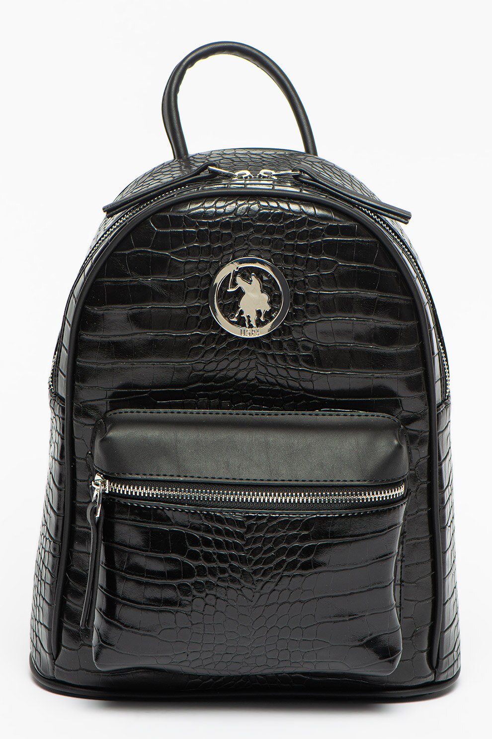 U.S. Polo Assn., Rucsac cu model piele de reptila, Negru